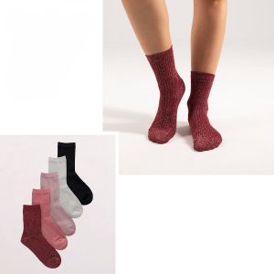 Дамски луксозни къси чорапи "Lurex"-Комплект от три чифта