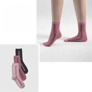 Дамски луксозни къси чорапи "Lurex stripes"-Комплект от три чифта
